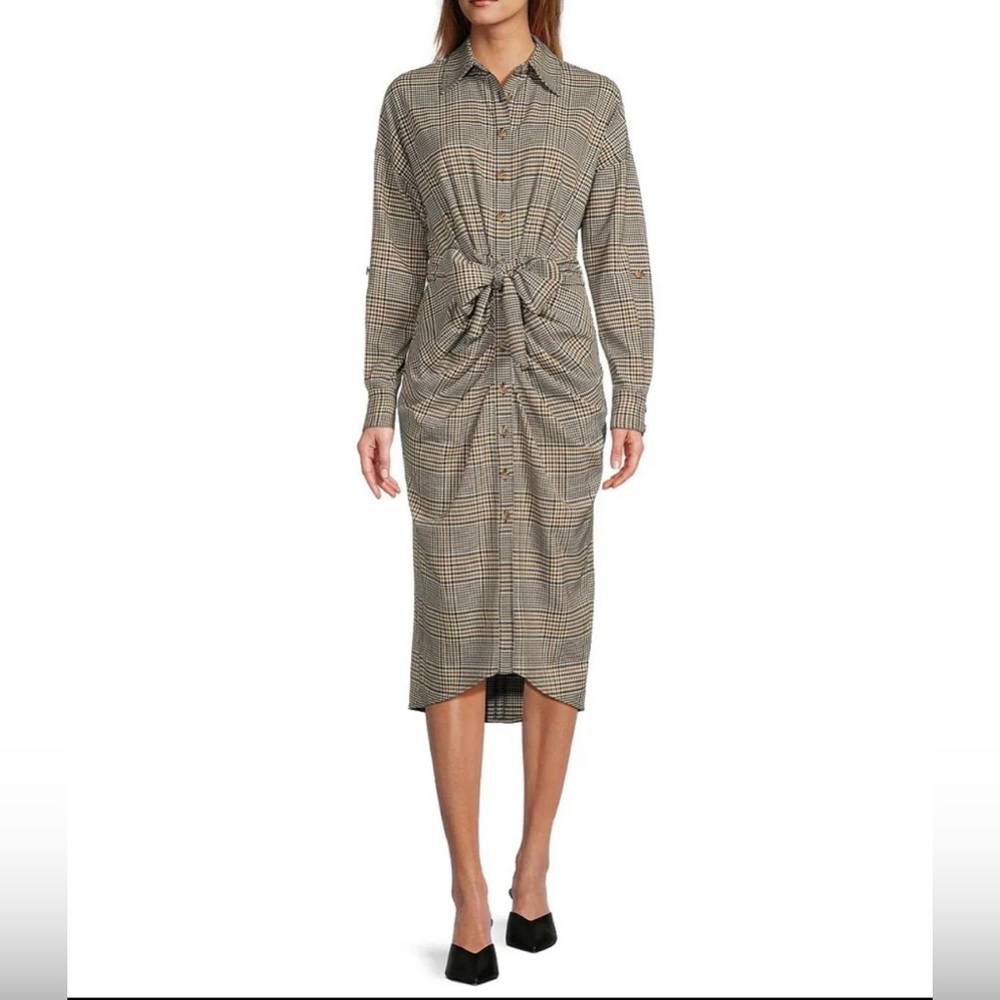 Antonio Melani Roxanne Plaid Print Midi Shirt Dress